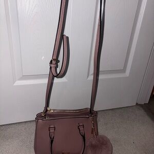 Aldo Mauve Crossbody Bag with Pom Pom
